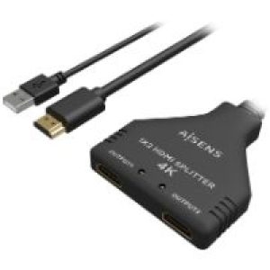 Cable AISENS 2xHDMI/H a HDMI/M+USB/M Negro (A123-0654)
