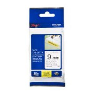 Cinta Brother Laminada 9mm 8m Negro sobre Blanco (TZe-S