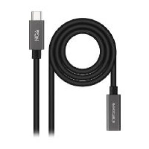 Nanocable USB-C/M a USB-C/H 0.5m Negro (10.01.4400)