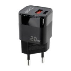 Cargador Pared TooQ 20W 1USB 1USB-C Negro (TQWC-QCPD20)