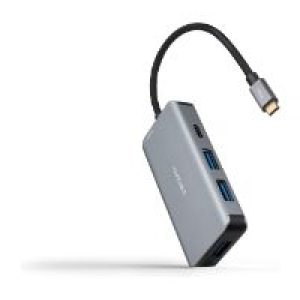 Hub Nanocable 3xUSB-A 1xUSB-C 1xDP Gris (10.16.1005)