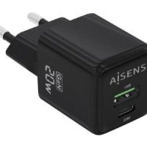 Cargador de Pared AISENS GaN USB-A/C (ASCH-20W2P011-BK)