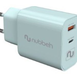 Cargador Pared NUBBEH USB-C 30W PD Turquesa(NBWALLCHT)