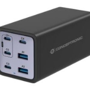 Cargador CONCEPTRONIC 200W USB-A/C Negro (OZUL06BE)