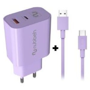 Cargador NUBBEH Bhoot 30W + Cable USB-A/C 18W 1.5m Lila