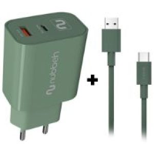 Cargador NUBBEH Bhoot 30W Cable USB-A/C 18W 1.5m Verde