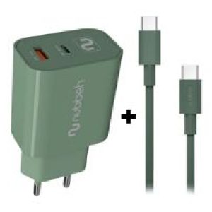 Cargador NUBBEH Bhoot 30W Cable USB-C/C 60W 1.5m Verde