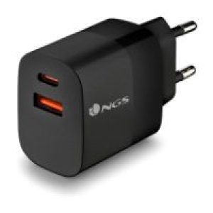 Cargador Pared NGS 1xUSB-C 1xUSB-A 33W Negro (BUD33W)