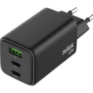 Cargador Pared NILOX 65W 2xUSB-C 1xUSB-A (NXGANUSBC65)