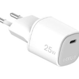 Cargador Pared CELLY 25W 1USB-C Blanco (UPTC1USBC25WWH)