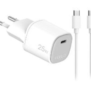 Cargador CELLY USB-C 25W + Cable (UPTC1USBC25WCTC)