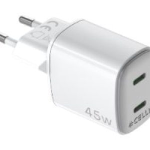 Cargador Pared CELLY 2USB-C 45W Blanco (UPTC2USBC45WWH)