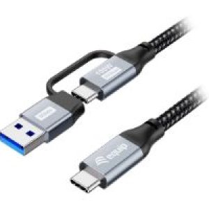 Cable EQUIP USB-C a USB-C + Adap USB-A 100W 2m (128432)