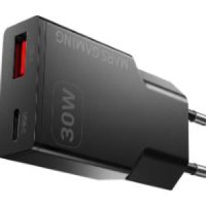 Cargador Pared Mars Gaming 30W USB-A/C Negro (MDGAN30)