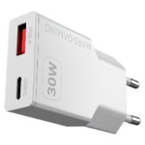 Cargador Pared Mars Gaming 30W USB-A/C Blanco(MDGAN30W)