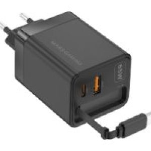 Cargador Mars Gaming Retráctil USB-A/C Negro (MDGAN65R)