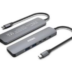 Docking NILOX Slim USB-C 6 en 1 Gris (NXDSUSBC09)