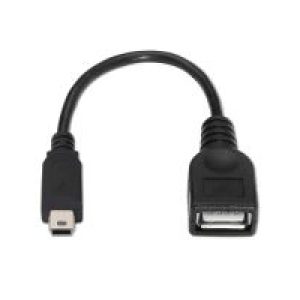 Nanocable MiniUSB-B/M a USB-A/H 15cm Negro (10.01.3800)