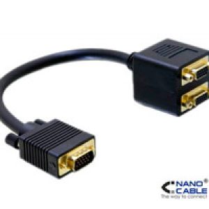 Nanocable 1xVGA/M a 2xVGA/H 20Cm Negro (10.15.1900)