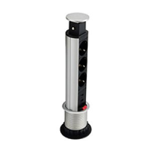 Regleta EQUIP 3 Tomas AC 2xUSB Negra/Plata (EQ333304)