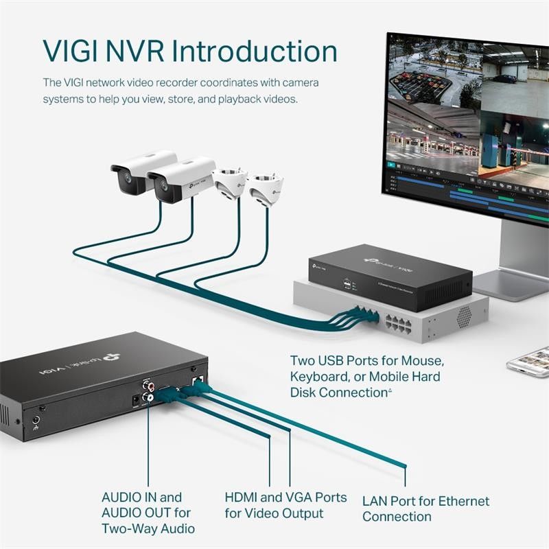 GRABADOR IP NVR TP-LINK VIGI 8 CH IP 1HDD H265+ - Imagen 6