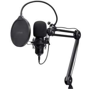 MICROFONO TRUST GXT 270 EMITA II+ USB FILTRO STREAMING BRAZO AJUSTABLE BLACK