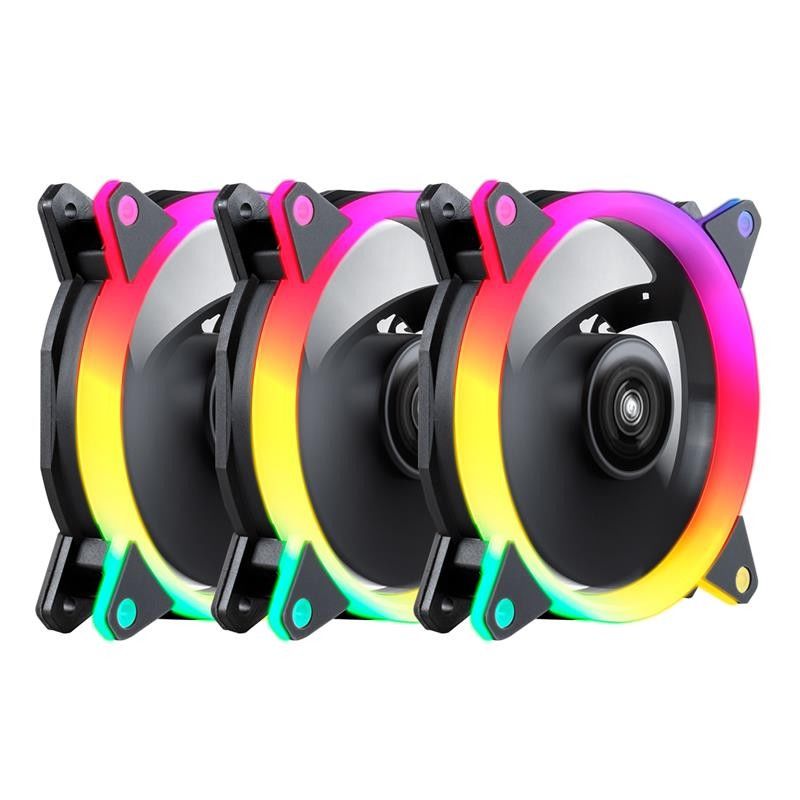 PACK 3 VENTILADORES 12CM UNYKACH CANDY 30 ARGB + CONTROLADORA - Imagen 2