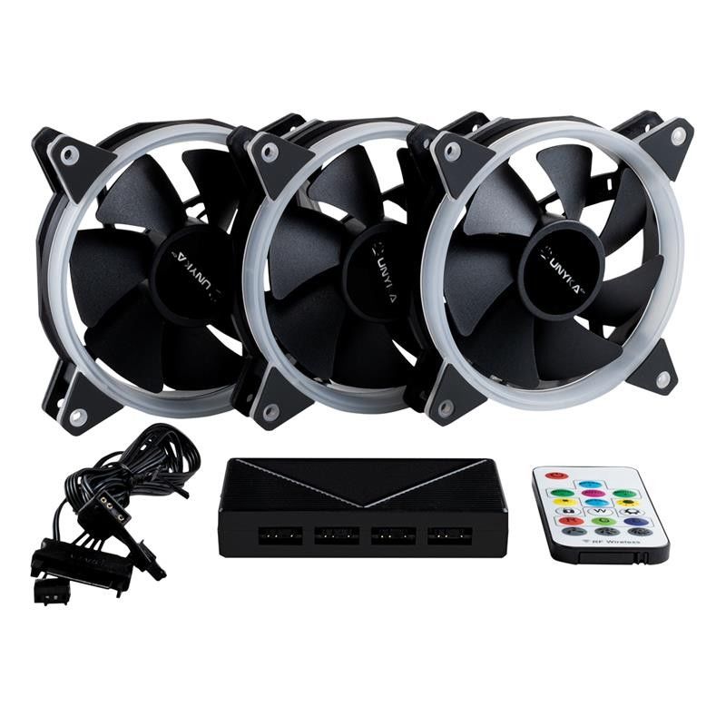 PACK 3 VENTILADORES 12CM UNYKACH CANDY 30 ARGB + CONTROLADORA - Imagen 8