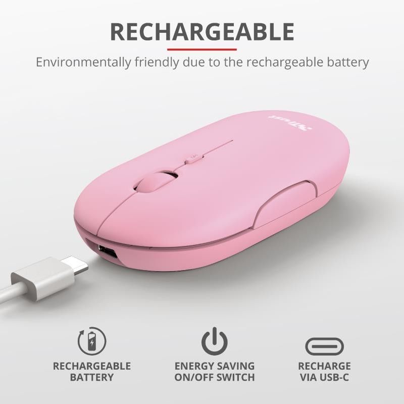 RATON TRUST PUCK RECARGABLE WIRELESS BLUETOOH PINK - Imagen 6