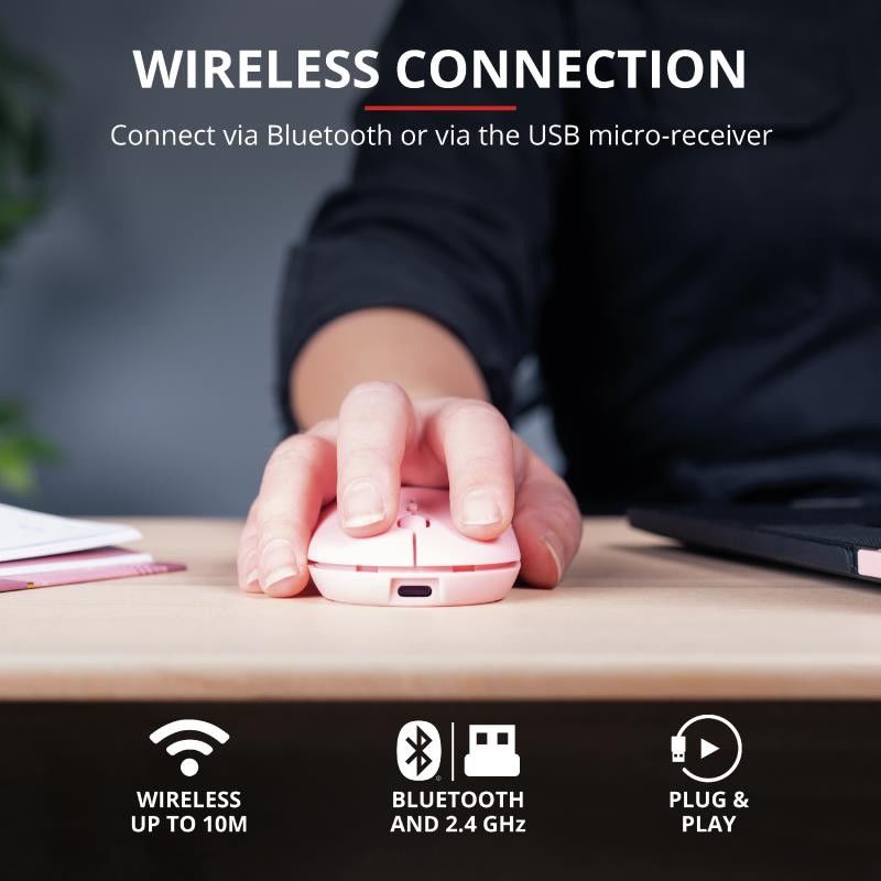 RATON TRUST PUCK RECARGABLE WIRELESS BLUETOOH PINK - Imagen 9