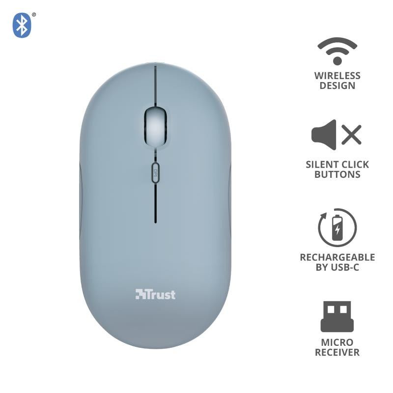 RATON TRUST PUCK RECARGABLE WIRELESS BLUETOOTH BLUE - Imagen 4