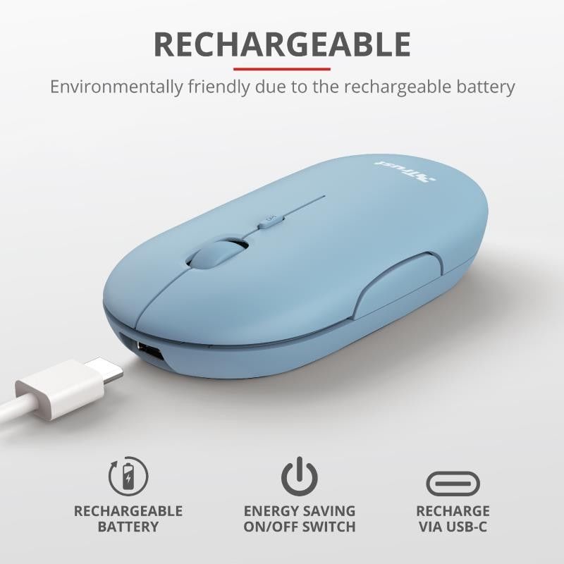 RATON TRUST PUCK RECARGABLE WIRELESS BLUETOOTH BLUE - Imagen 6