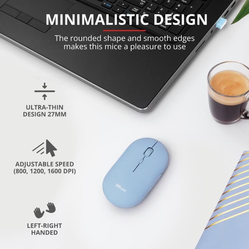 RATON TRUST PUCK RECARGABLE WIRELESS BLUETOOTH BLUE - Imagen 7