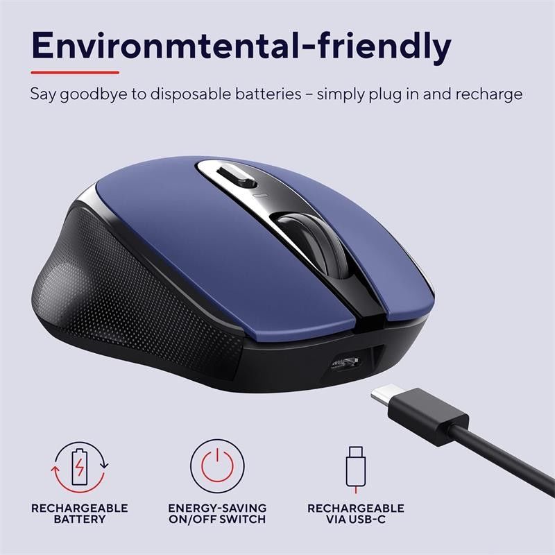 RATON TRUST ZAYA RECARGABLE WIRELESS BLUE - Imagen 7