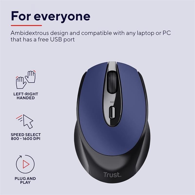 RATON TRUST ZAYA RECARGABLE WIRELESS BLUE - Imagen 8