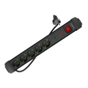 REGLETA LANBERG 5 SCHUKOS CON PROTECCION 5M BLACK