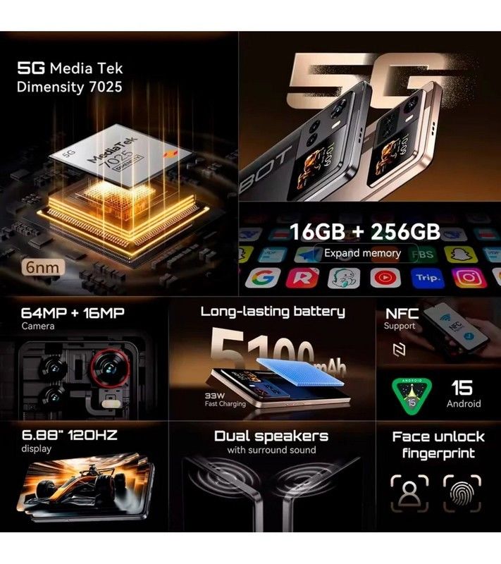 SMARTPHONE CUBOT X100 6.88 8GB/256GB/64MPX/5G/NFC GOLD - Imagen 3