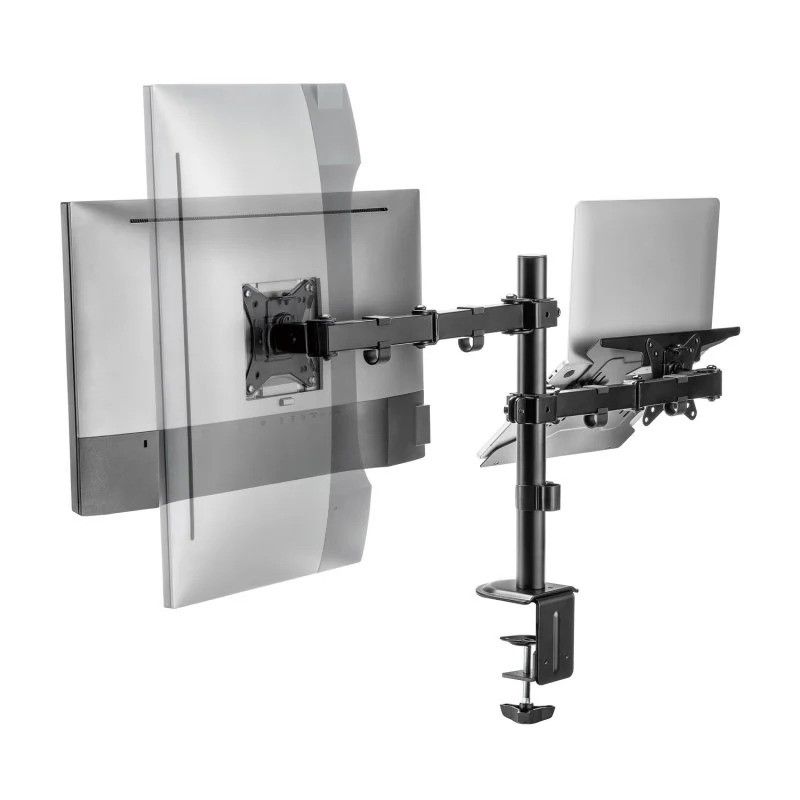 SOPORTE DE MESA MONITOR/NOTEBOOK AISENS REG.ALTURA GIR. INCL. 17-32 9KG BLACK - Imagen 2
