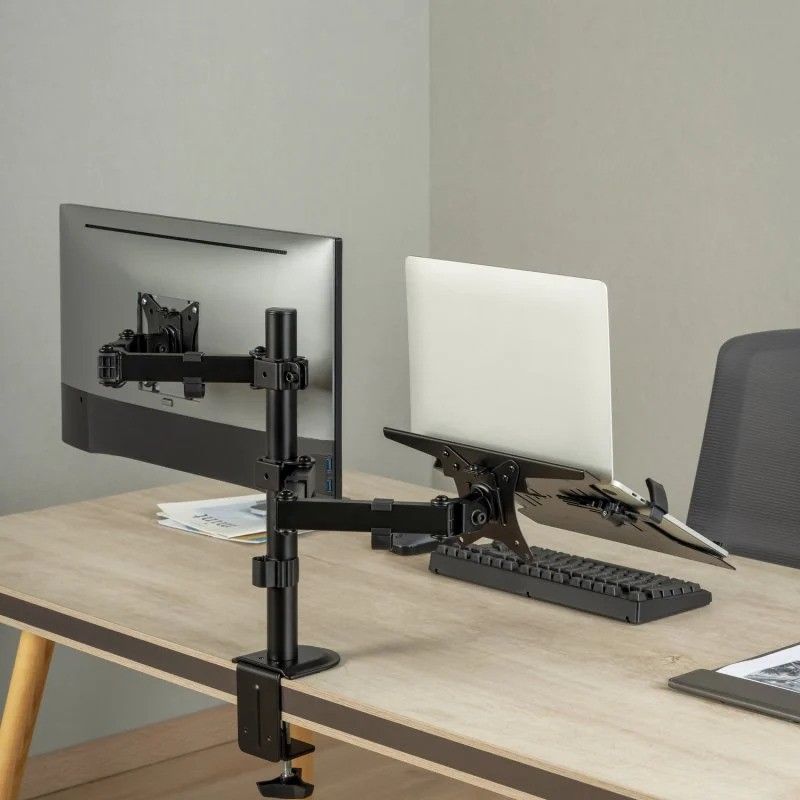SOPORTE DE MESA MONITOR/NOTEBOOK AISENS REG.ALTURA GIR. INCL. 17-32 9KG BLACK - Imagen 4