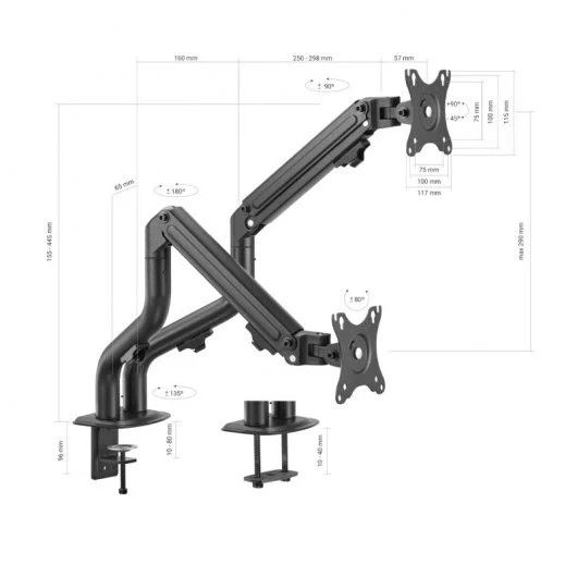 SOPORTE TV MONITOR AISENS 17-32 8KG 2 BRAZOS INCLINABLE/GIRATORIO - Imagen 3