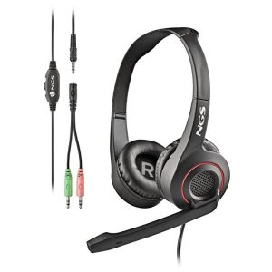 AURICULARES + MICROFONO NGS MSX10PRO JACK 3.5MM BLACK + ADAPTADOR DOBLE JACK