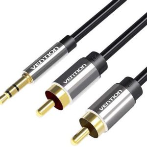 CABLE ESTEREO VENTION JACK 3.5/M – 2X RCA/M 2M BLACK