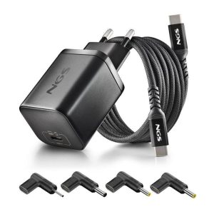 CARGADOR DE PORTATIL ACER NGS BUD GAN USB-C 65W 4 CONECTORES + CABLE 1.5M USB-C BLACK