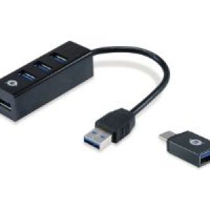 Hub CONCEPTRONIC 4xUSB 3.0+Adaptador USB-C (HUBBIES04B)