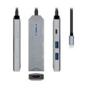 Adaptador AISENS 5en1 USB-C 15cm Gris (ASUC-5P003-GR)