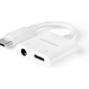 Nanocable USB-C a Jack+USB-C/H 60W Blanco (10.24.1206)