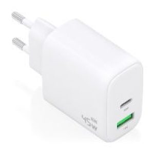Cargador Pared AISENS 45W USB-A USB-C Blanco(A110-0971)