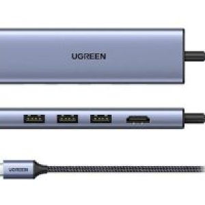Hub Ugreen CM511 USB-C a 3xUSB-A/1xHDMI Plata (20956A)