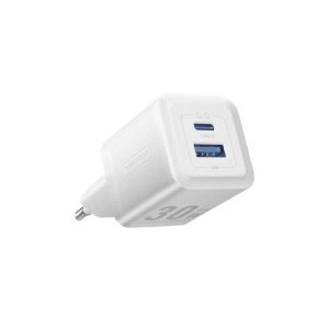 CARGADOR DE PARED VENTION GAN USB-C USB-A 30W WHITE
