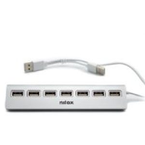 Hub NILOX USB 2.0 a 7xUSB 2.0 Aluminio Gris (NXHU7ALU2)